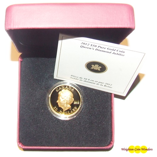 2012 Gold Proof $50 - QEII Diamond Jubilee - Click Image to Close